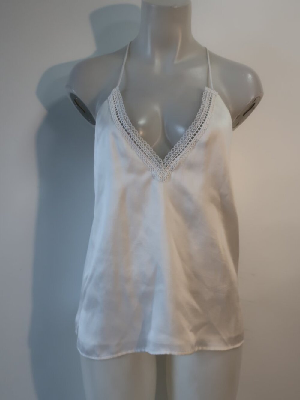 Womens Cami NYC Ivory (Item- 90) Pure Silk Strappy Cami Tank Top M